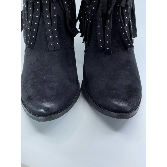 NEW NWT Coconuts by Matisse Flint Ankle Boots Bootie Black Suede Studded Fringe - Picture 6 of 12